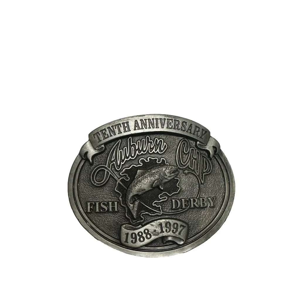1997 Auburn CHP Fish Derby 10th Anniv Belt Buckle Vintage LE 367/500